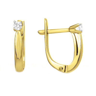 Серьги из желтого золота с бриллиантом